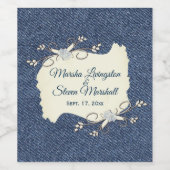 Name und Datum des Blue Denim-Designs Weinetikett (Einzelnes Label)