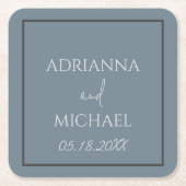 Name und Datum des Ehepaares Rechteckiger Pappuntersetzer (Vorderseite)
