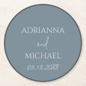 Name und Datum des Ehepaares Runder Pappuntersetzer (Vorderseite)