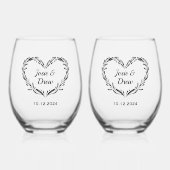 Name und Datum des personalisierten Ehepaares Weinglas Ohne Stiel (Vorderseite)