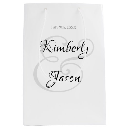 Name und Datum des Skripts, Schwarz & Grau Mittlere Geschenktüte (Vorderseite)