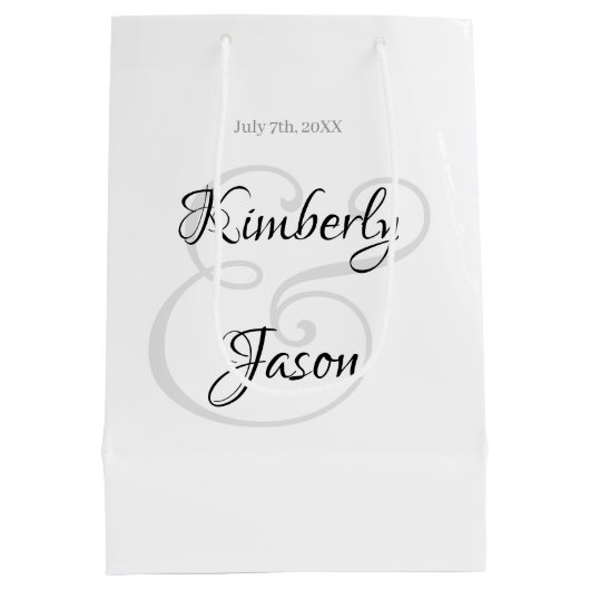 Name und Datum des Skripts, Schwarz & Grau Mittlere Geschenktüte (Rückseite)