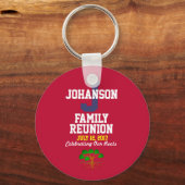 Name und Datumsfamilie Wiedersehen Red Souvenir Schlüsselanhänger (Vorderseite)