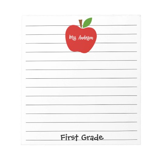 Name und Dienstgrad des Lehrers Notizblock (Vorderseite)