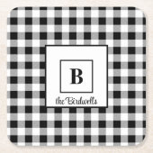 Name und erster, Schwarz-Weiß-Buffalo-Karo (6) Rechteckiger Pappuntersetzer (Vorderseite)