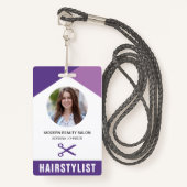 Name und Foto Beauty Salon Haare Personalausweis Ausweis (Vorderseite mit Schlüsselband)