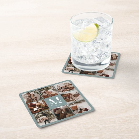 Name und Foto der modernen Tongrammfamilie Grün Rechteckiger Pappuntersetzer (Vor Ort)