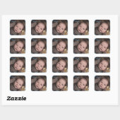 Name und Foto des Babys Quadratischer Aufkleber (Blatt)