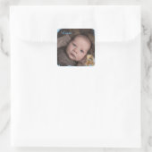 Name und Foto des Babys Quadratischer Aufkleber (Tasche)