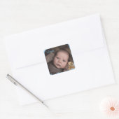 Name und Foto des Babys Quadratischer Aufkleber (Umschlag)