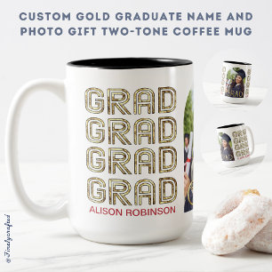Name und Foto des benutzerdefinierten Golden Gradu Zweifarbige Tasse
