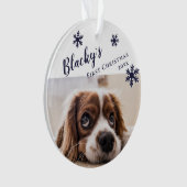 Name und Foto des ersten Welpen Weihnachtshundes Ornament (Vorderseite)