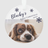 Name und Foto des ersten Welpen Weihnachtshundes Ornament (Rückseite)