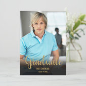 Name und Foto des Graduate Gold Script Einladung (Stehend Vorderseite)