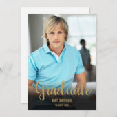 Name und Foto des Graduate Gold Script Einladung (Vorne/Hinten)