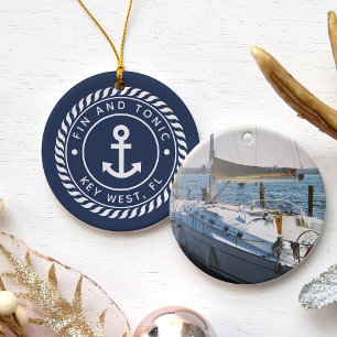 Name und Foto des personalisierten Schiffes   Naut Keramik Ornament