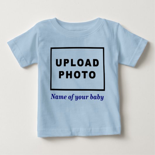Name und Foto Ihres Baby auf Light Blue Baby T-shirt (Vorderseite)