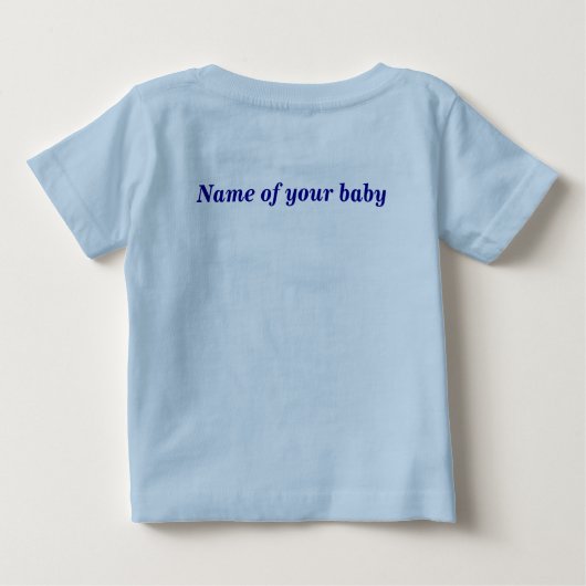 Name und Foto Ihres Baby auf Light Blue Baby T-shirt (Rückseite)