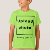 Name und Foto Ihres Kindes auf Limonen Farbkindern T-Shirt (Vorderseite)