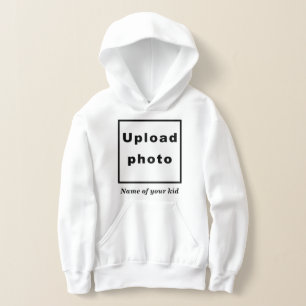 Name und Foto Ihres Kindes auf weißem Untergrund Hoodie