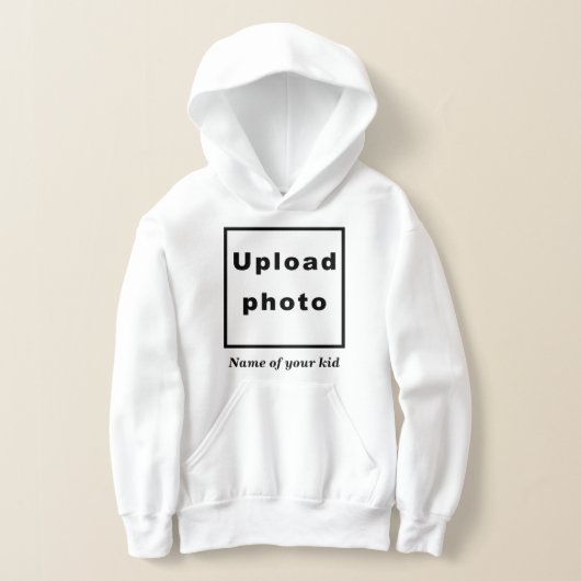 Name und Foto Ihres Kindes auf weißem Untergrund Hoodie (Ablage )