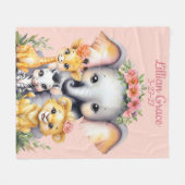 Name und Geburtsdatum Custom Safari Kinderzimmer Fleecedecke (Vorderseite (Horizontal))