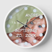 Name und Geburtsdatum des personalisierten Babys a Uhr (Vorderseite)