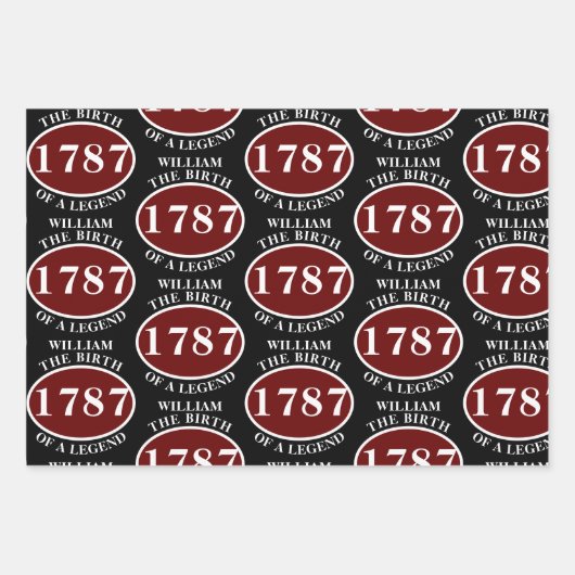 Name und Geburtsdatum Schwarz hinzufügen Geschenkpapier Set (Vorderseite)