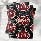 Name und Geburtsdatum Schwarz hinzufügen Geschenkpapier Set