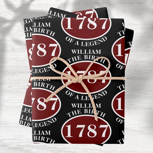 Name und Geburtsdatum Schwarz hinzufügen Geschenkpapier Set