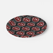 Name und Geburtsdatum Schwarz hinzufügen Pappteller (Schrägansicht)