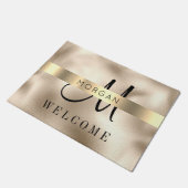 Name und große Monogramm, Nachricht, Schwarzer Tex Fußmatte (Schrägansicht)