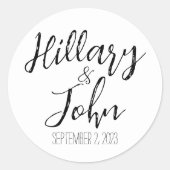 Name und Hochzeitsdatum des Ehepaares Runder Aufkleber (Vorderseite)