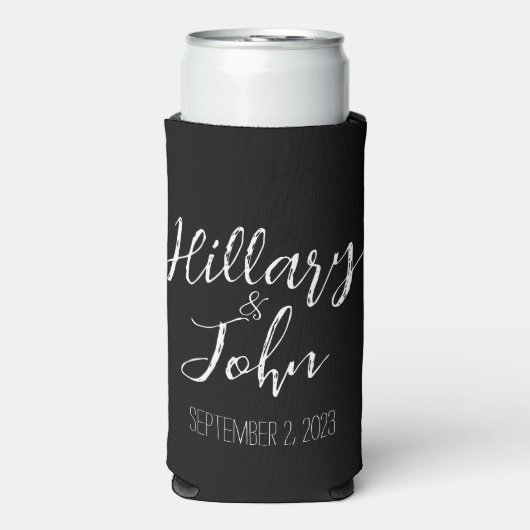 Name und Hochzeitsdatum des Ehepaares Selters Dosenkühler (Seltzer Vorderseite)