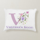 Name und Initial für ein Blumendesign. Hübsch Dekokissen (Rückseite)