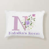 Name und Initial für ein Blumendesign. Hübsch Dekokissen (Rückseite)