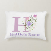 Name und Initial für ein Blumendesign. Hübsch Dekokissen (Rückseite)