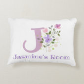 Name und Initial für ein Blumendesign. Hübsch Dekokissen (Rückseite)