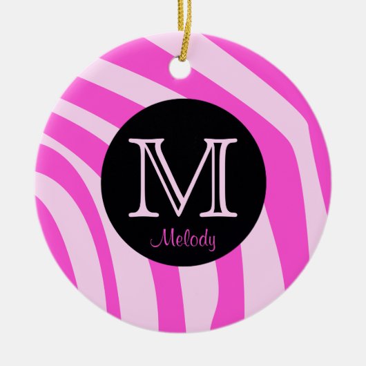 Name und Initial Zebra Print Weihnachtsschmuck (Vorne)