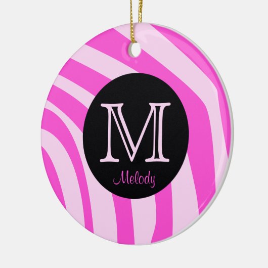 Name und Initial Zebra Print Weihnachtsschmuck (Links)