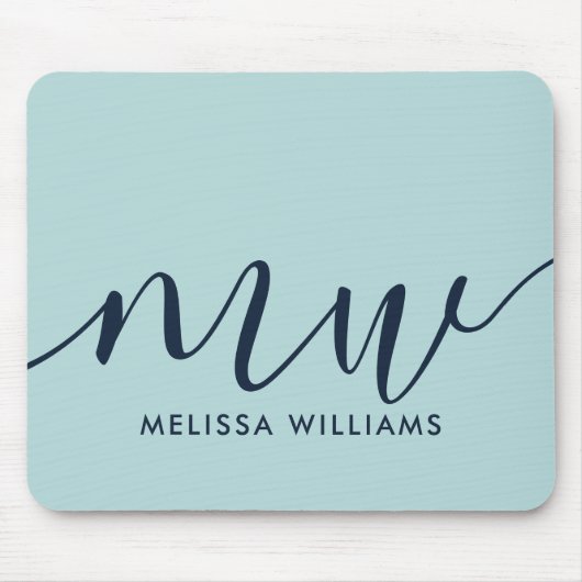 Name und Initiale der Minimalistischen Pulverfarbe Mousepad (Vorne)