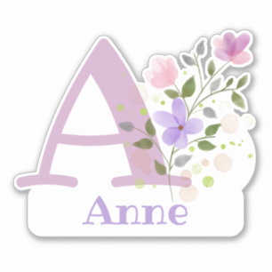 Name und Initiale mit floralem Design Cut-Out Aufk Aufkleber