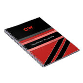 Name und Initialen der roten schwarzen Arbeitsstel Notizblock (Rechte Seite)