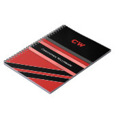 Name und Initialen der roten schwarzen Arbeitsstel Notizblock (Linke Seite)