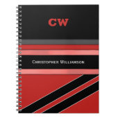 Name und Initialen der roten schwarzen Arbeitsstel Notizblock (Vorderseite)