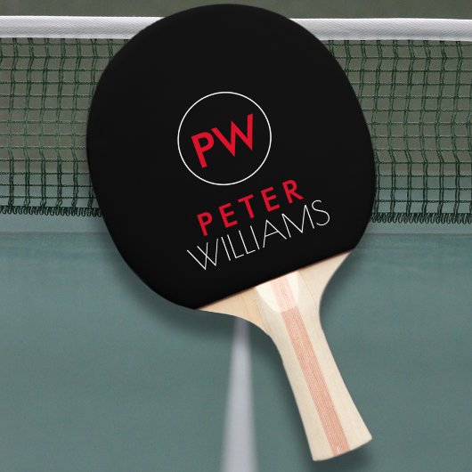 Name und Initialen Monogramm auf cool schwarz Tischtennis Schläger