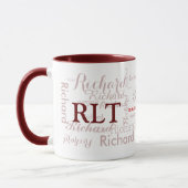 Name und Initialen personalisierte Typografie Tasse (Links)