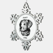 Name und Jahr der Skizze Schneeflocken Zinn-Ornament (Rechts)