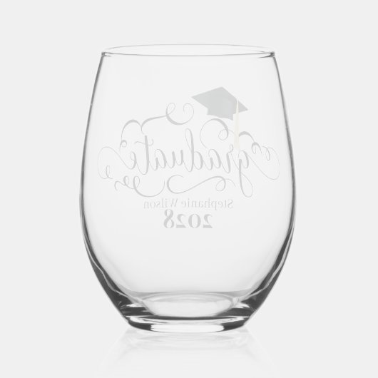 Name und Jahr des Hochschulabschlusses Weinglas Ohne Stiel (Rückseite)