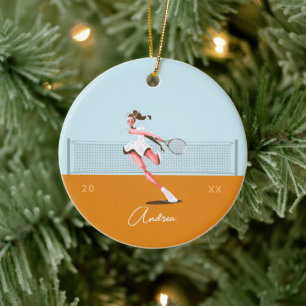 Name und Jahr des Tennis-Cartoon der Girl's Keramik Ornament
